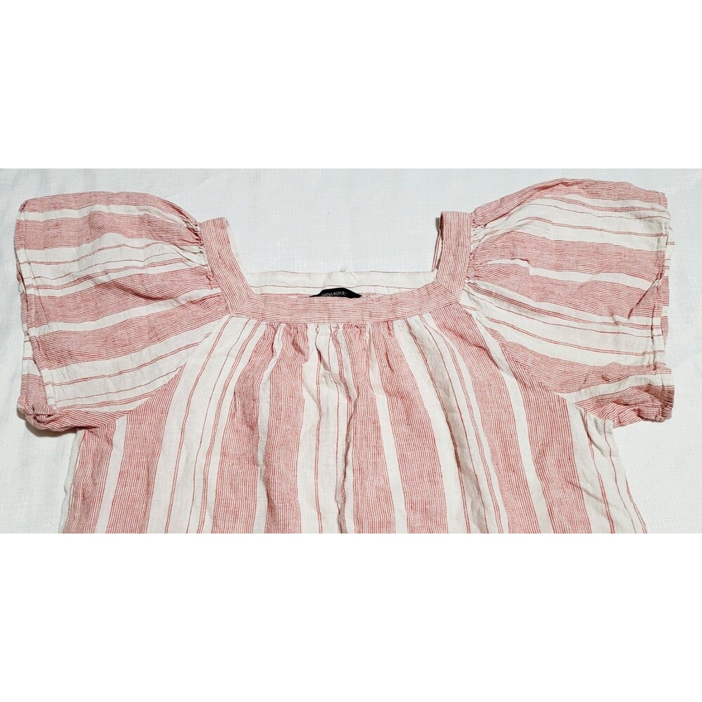 Banana Republic Off the Shoulder Blouse Womens Small Red Striped Flutter Sleeve - Picture 4 of 7